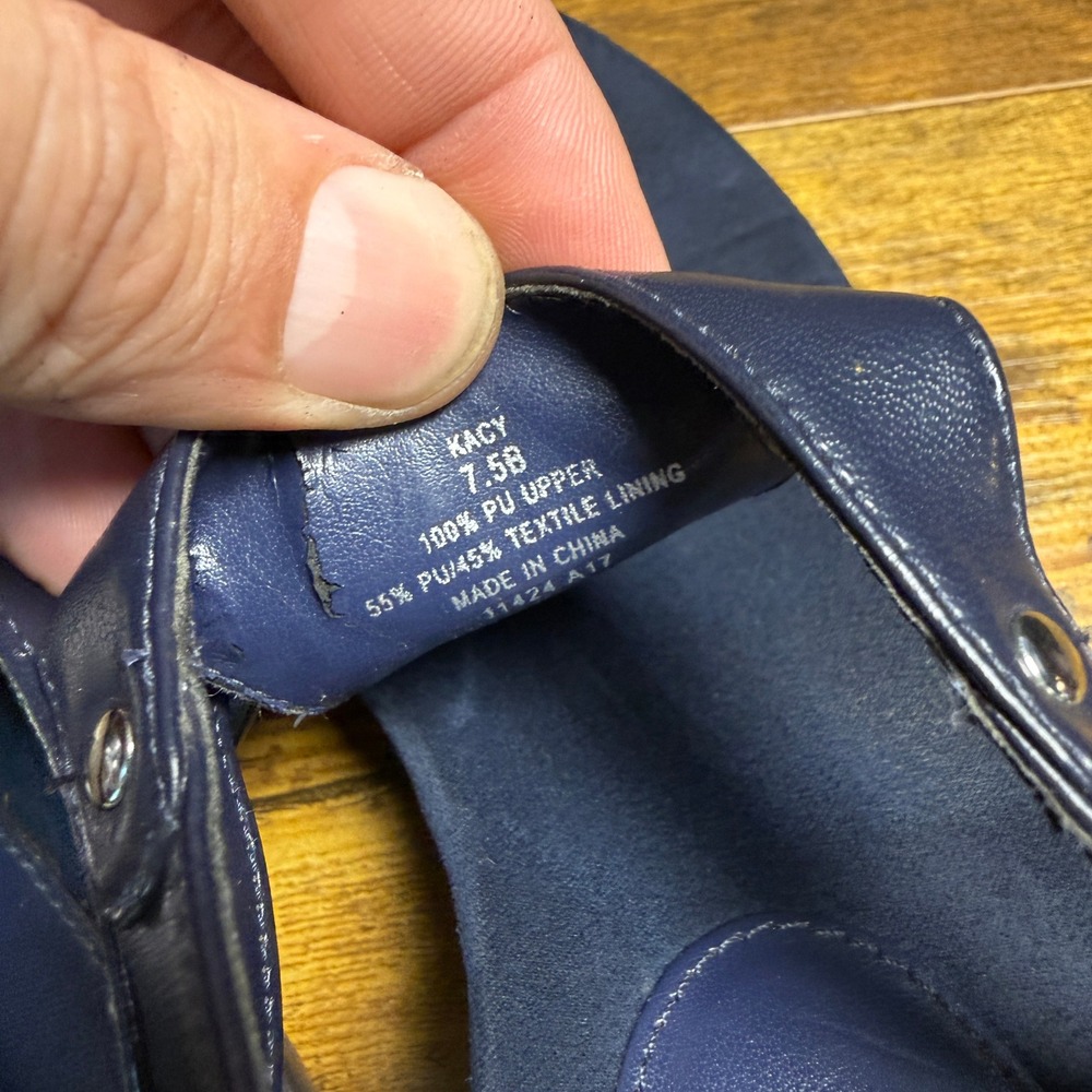 Lauren Ralph Lauren Kacy Navy Blue Synthetic Leather Thong Sandals Womens 7.5B - Picture 4 of 4